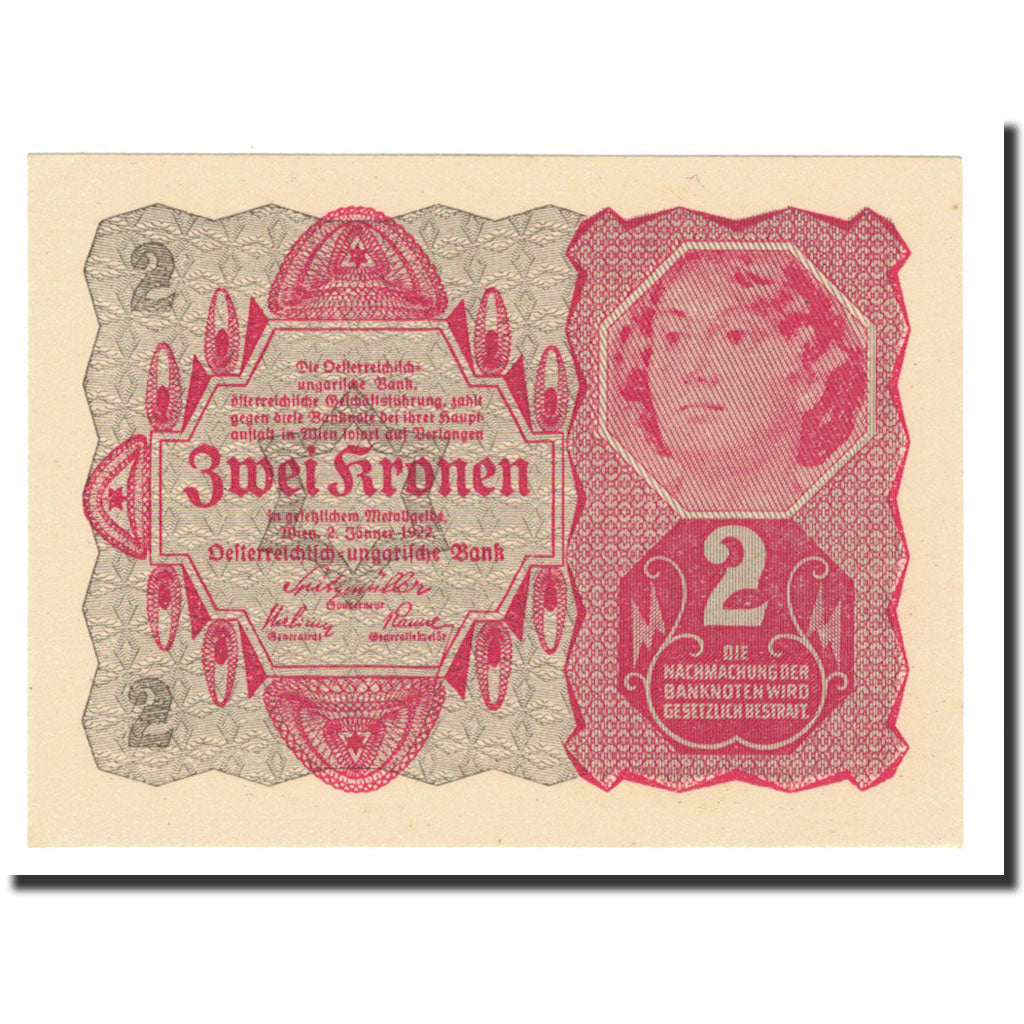 Billete, 2 Kronen, 1922, Austria, KM:74, 1922-01-02, UNC