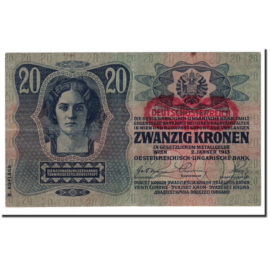 Austria, 20 Kronen, 1913, KM:14, 1913-01-02, AU(50-53)