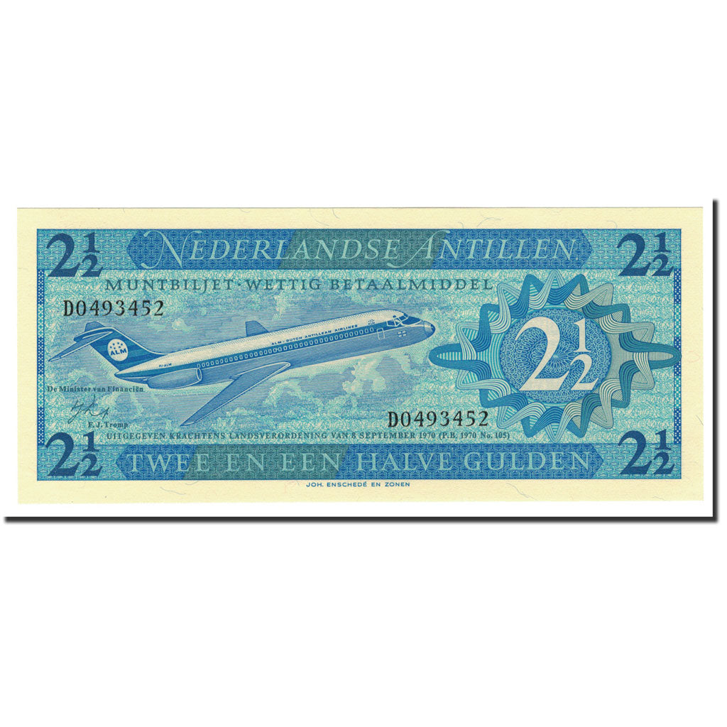 Billet, Netherlands Antilles, 2 1/2 Gulden, 1970, 1970-09-08, KM:21a, NEUF