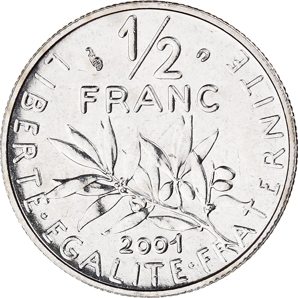 Coin, France, Semeuse, 1/2 Franc, 2001, Paris, BU, MS(65-70), Nickel, KM:931.1