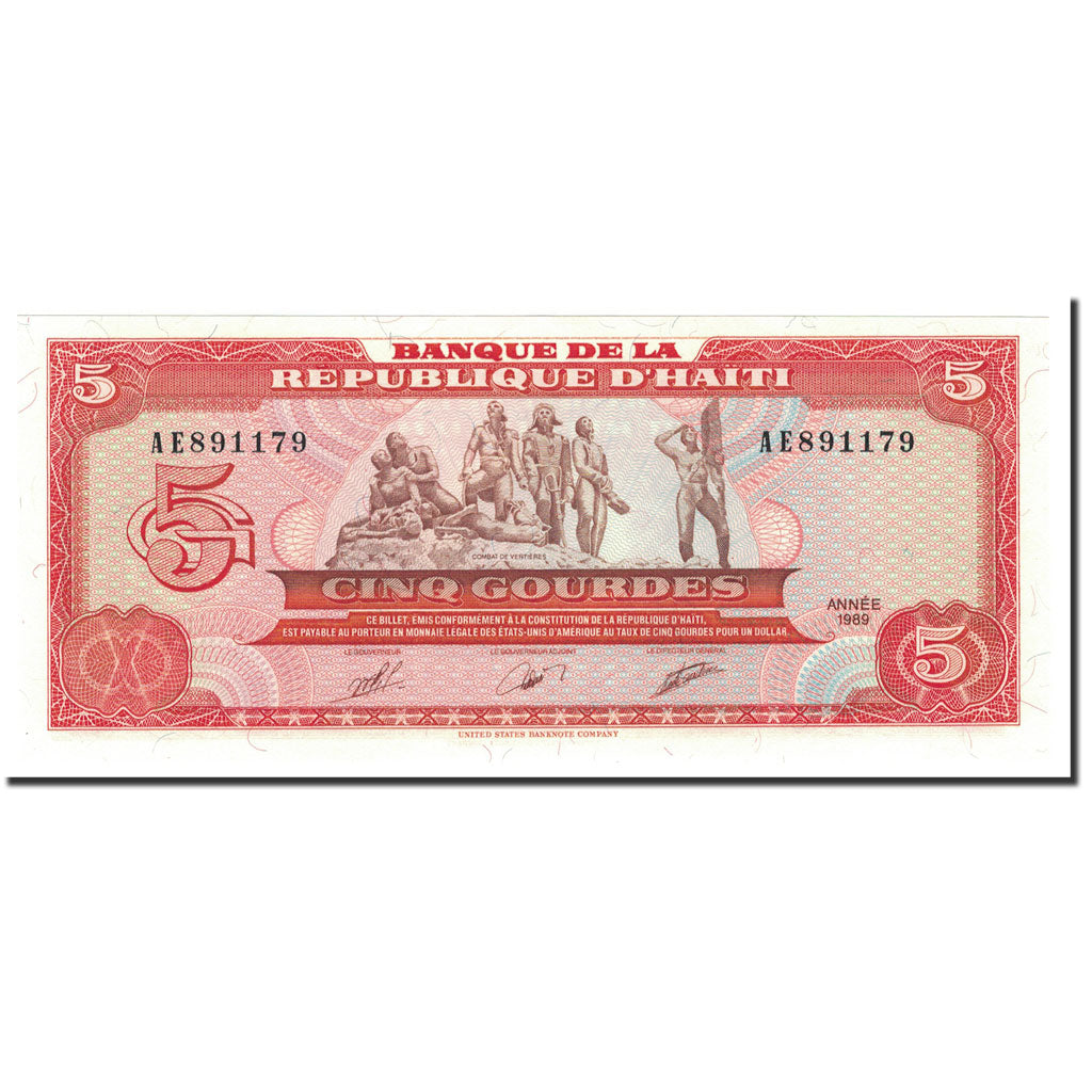 Banknote, Haiti, 5 Gourdes, 1989, KM:255a, UNC(65-70)