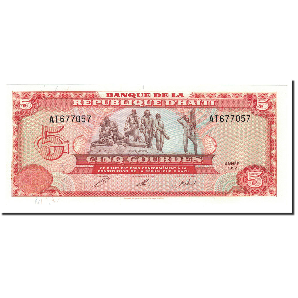 Banknote, Haiti, 5 Gourdes, 1992, KM:261a, UNC(65-70)