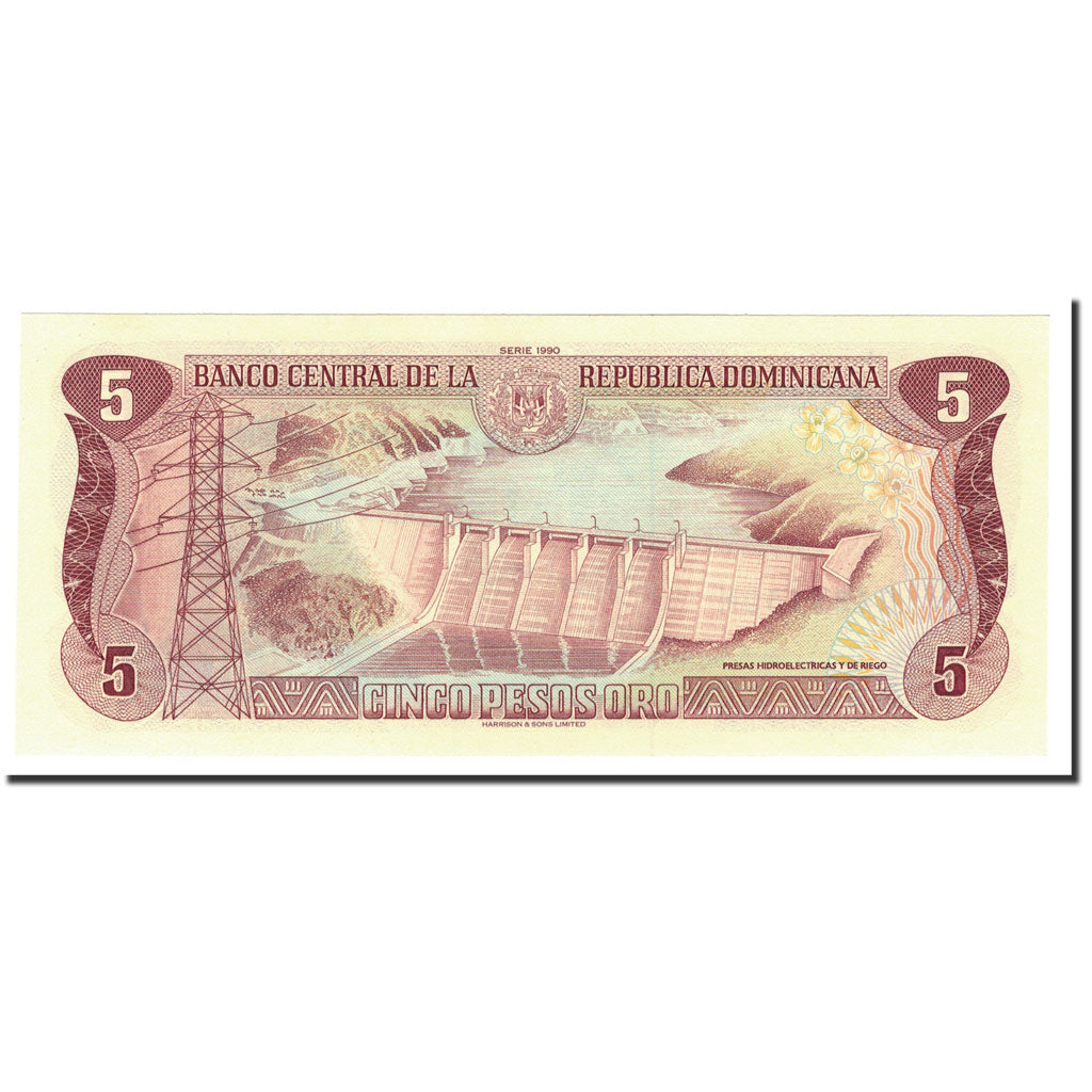 Dominican Republic, 5 Pesos Oro, 1990, KM:131, UNC(65-70)