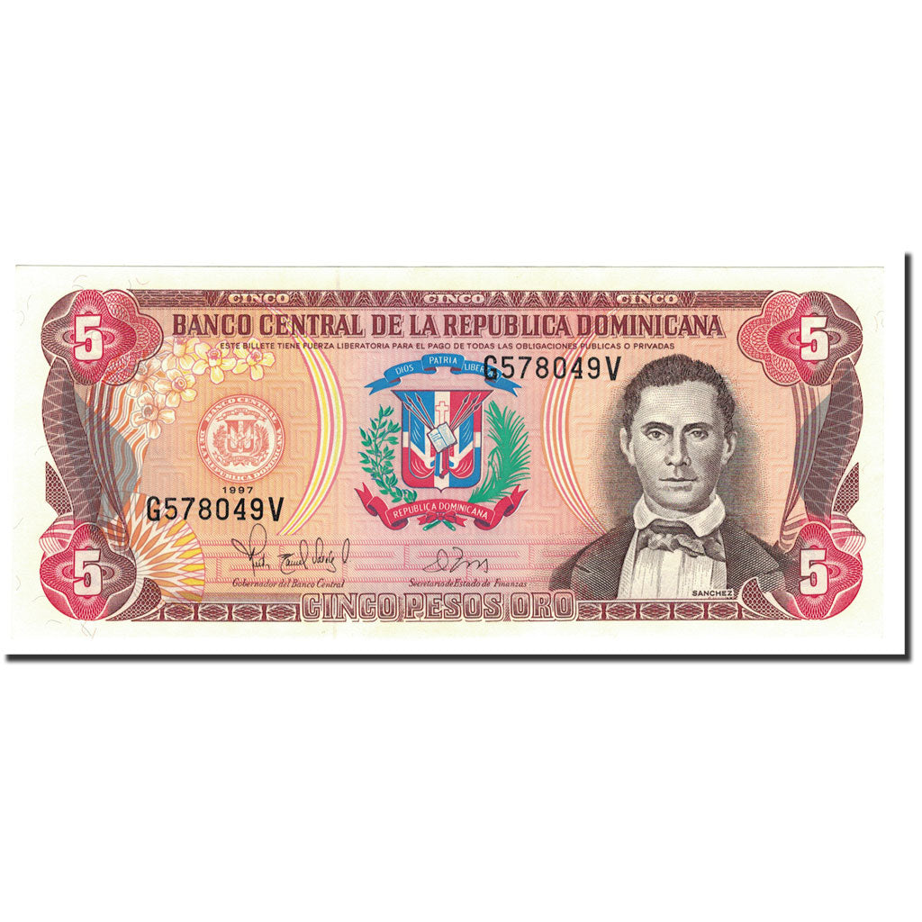 Banknote, Dominican Republic, 5 Pesos Oro, 1997, KM:152b, UNC(65-70)