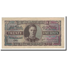 Ceylon, 25 Cents, 1942, 1942-02-01, KM:44a, EF(40-45)