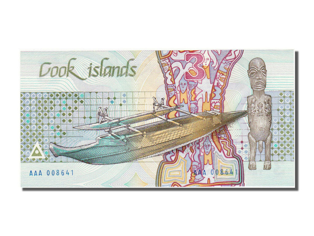Cook Islands, 3 Dollars, KM #7a, UNC(65-70), AAA 008641