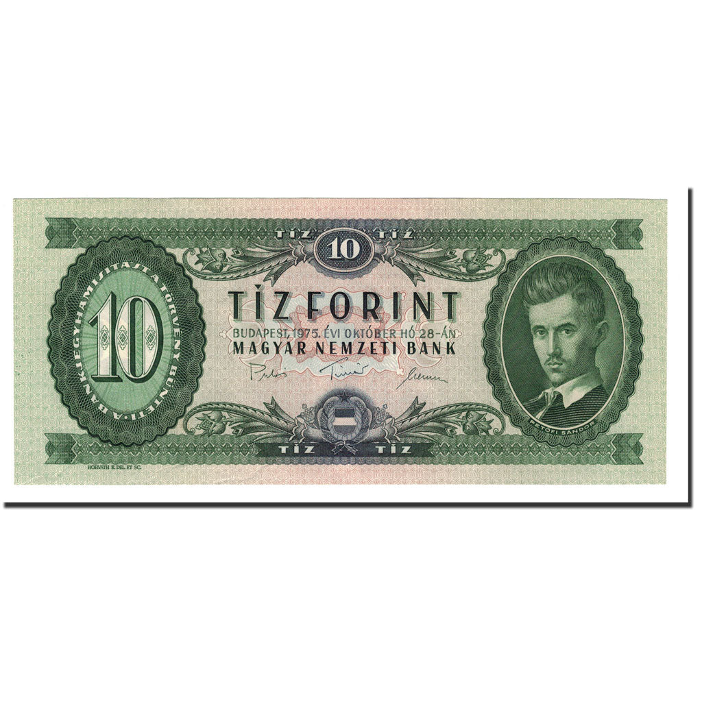 Banknote, Hungary, 10 Forint, 1975, 1975-10-28, KM:168e, UNC(65-70)