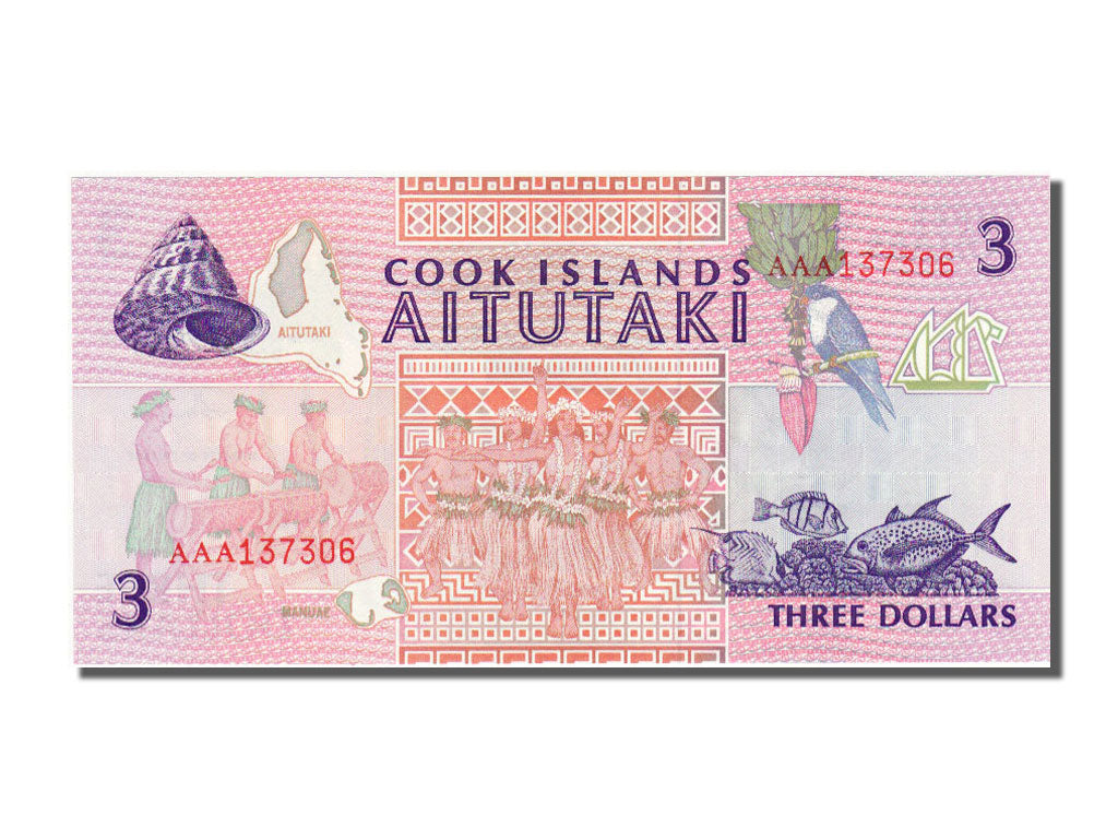Cook Islands, 3 Dollars, KM #7a, UNC(65-70), AAA 137306