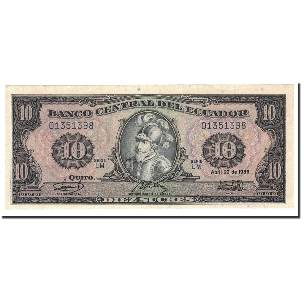 Banknote, Ecuador, 10 Sucres, 1986, 1986-04-29, KM:121, UNC(64)