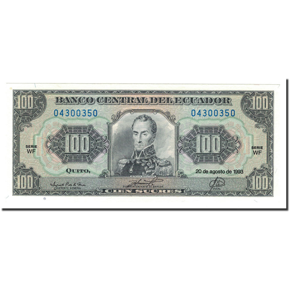 Banknote, Ecuador, 100 Sucres, 1993, 1993-08-20, KM:123Ab, UNC(65-70)