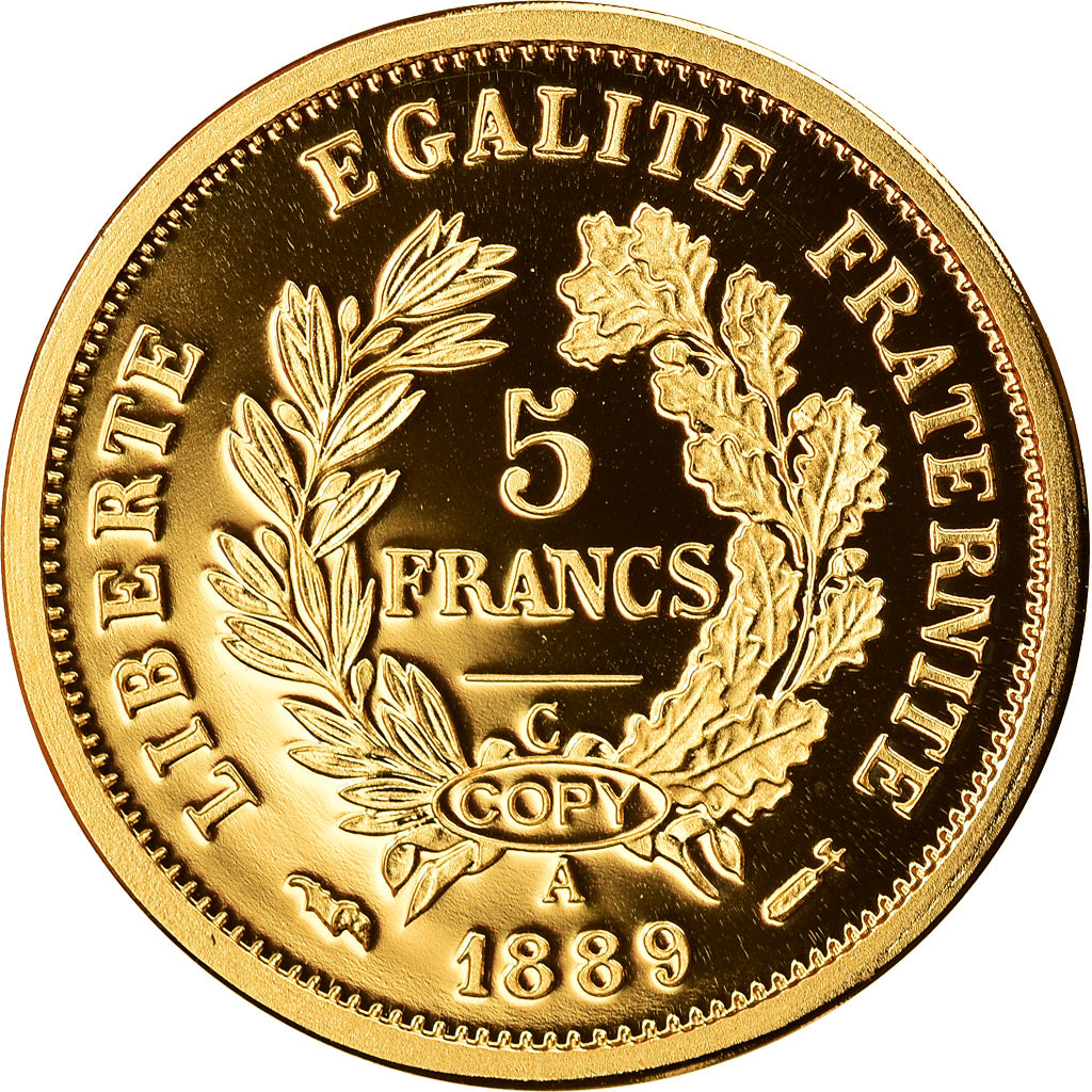 France, Medal, Reproduction 5 Francs Cérès, 1889, MS(65-70), Gold