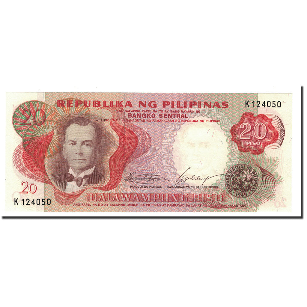 Banknote, Philippines, 20 Piso, undated (1969), KM:145a, UNC(65-70)