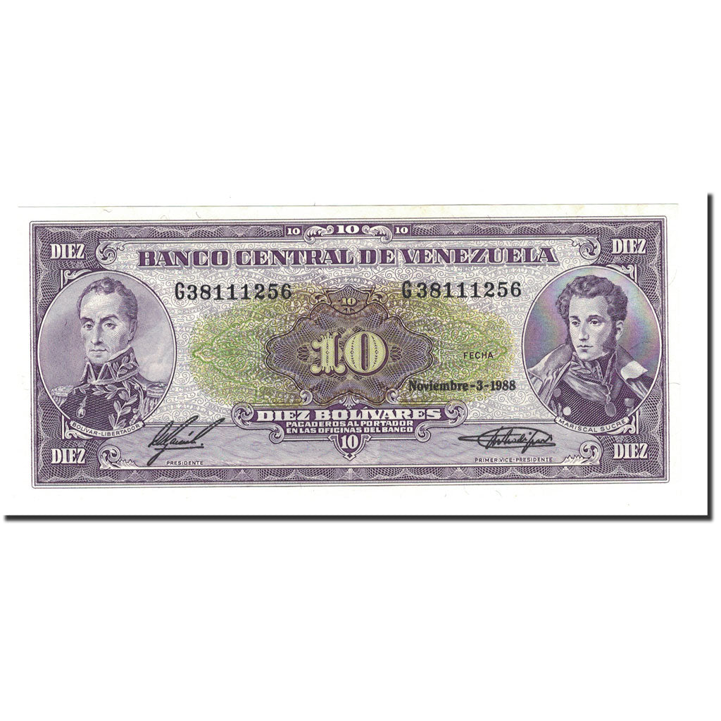 Banknote, Venezuela, 10 Bolívares, 1988, 1988-11-03, KM:62, UNC(65-70)