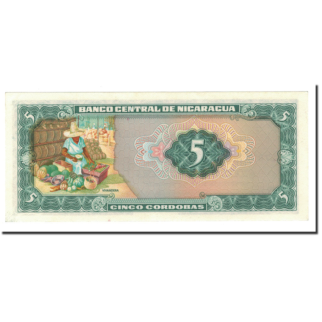 Banknote, Nicaragua, 5 Cordobas, 1972, KM:122, UNC(65-70)