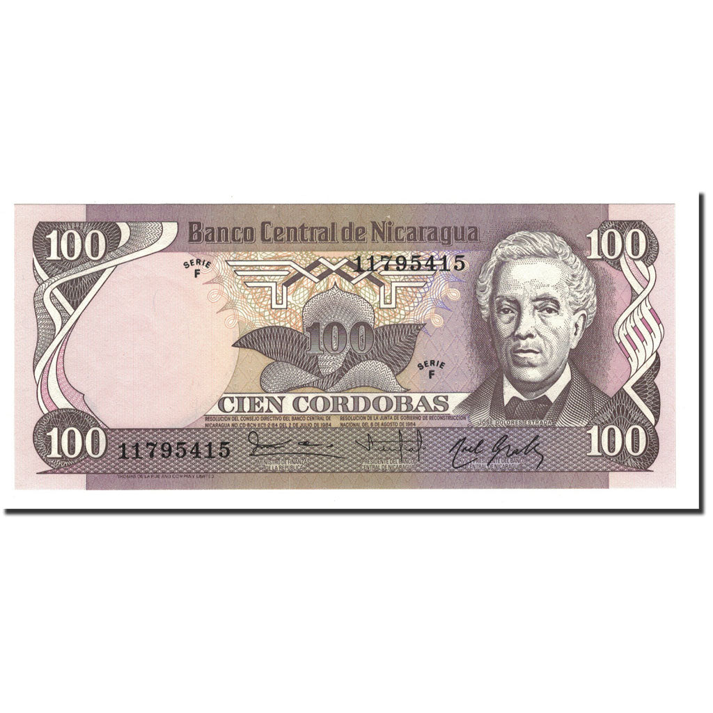 Banknot, Nicaragua, 100 Cordobas, L.1984, KM:141, UNC(65-70)