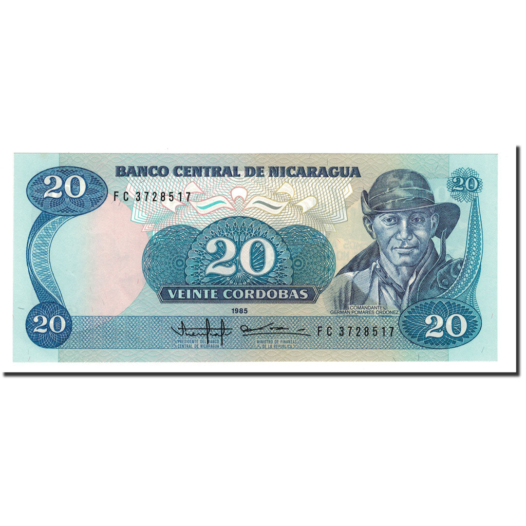 Banknote, Nicaragua, 20 Cordobas, 1985, KM:152, UNC(65-70)