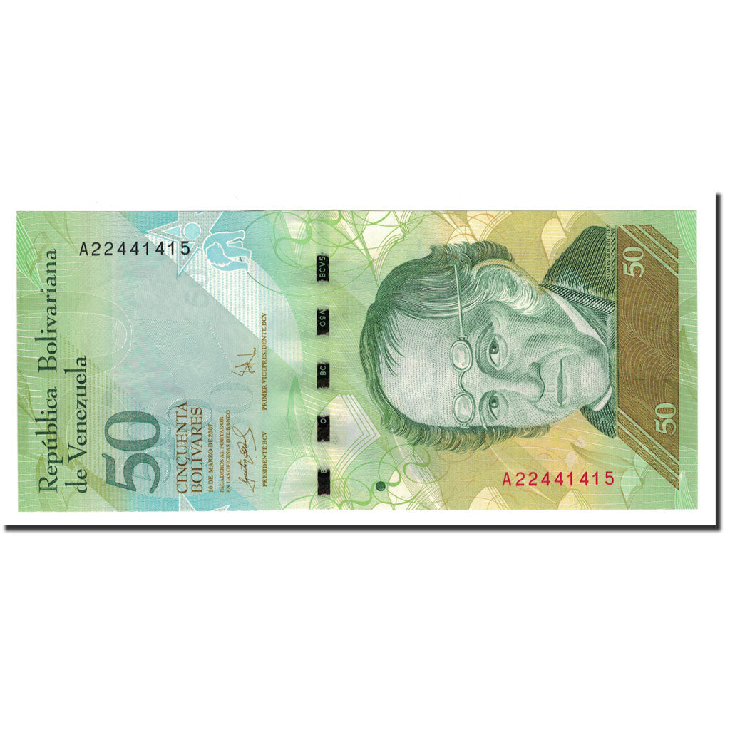 Banknote, Venezuela, 50 Bolivares, 2007, 2007-03-20, KM:92a, UNC(65-70)