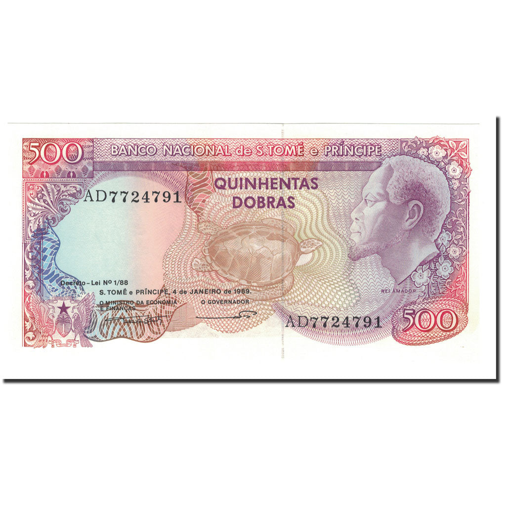 Saint Thomas and Prince, 500 Dobras, 1989, 1989-01-04, KM:61, UNC(65-70)