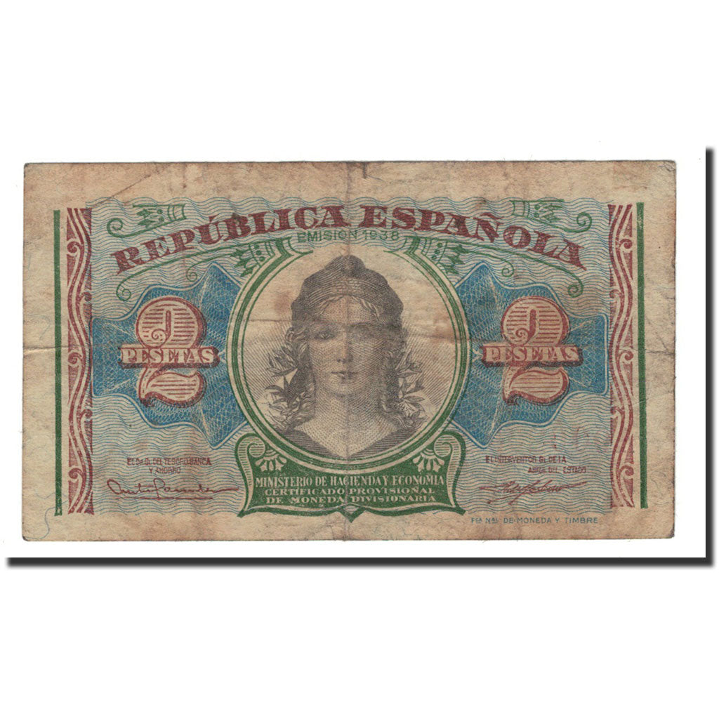 Banknote, Spain, 2 Pesetas, 1938, KM:95, VF(30-35)