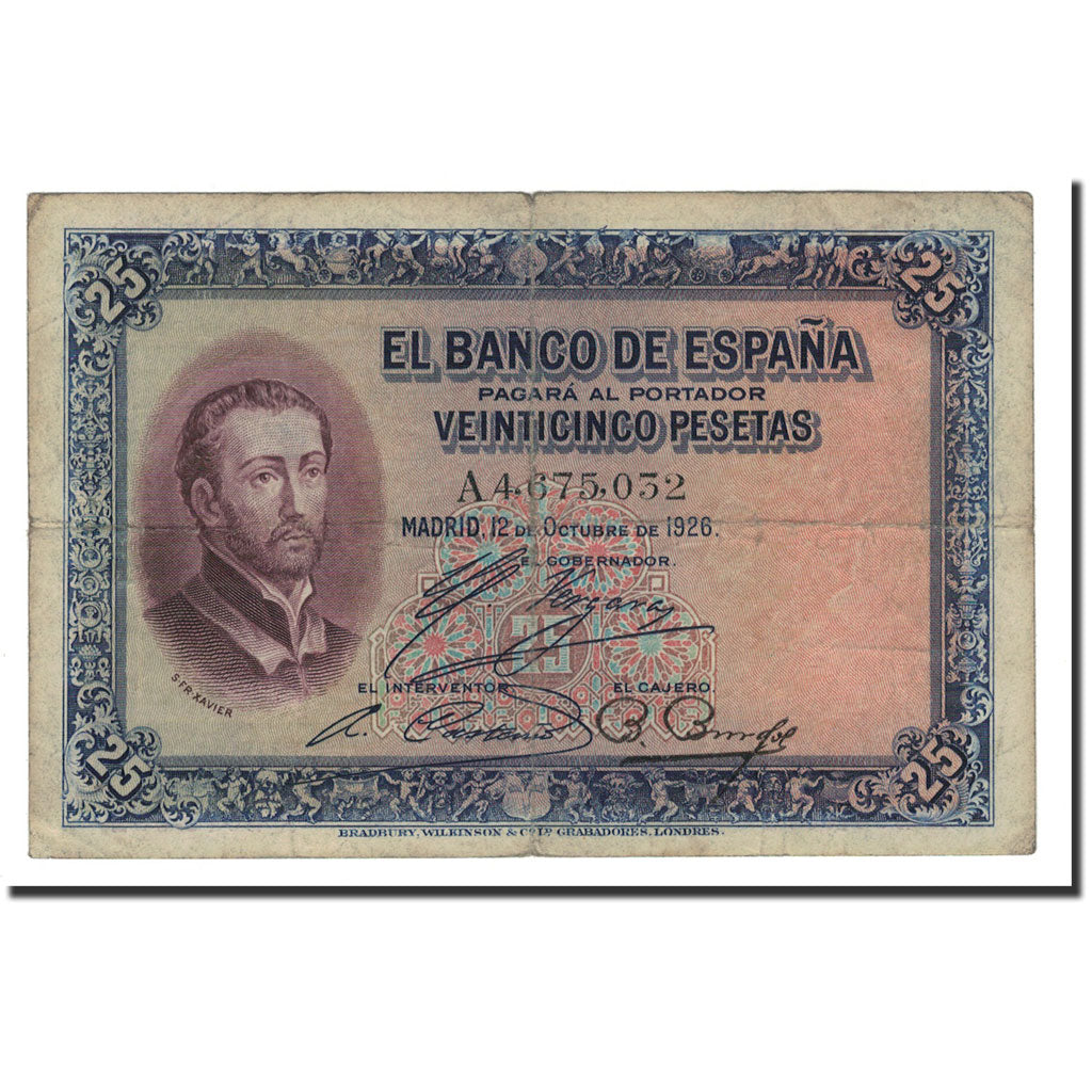 Banknote, Spain, 25 Pesetas, 1926, 1926-10-12, KM:71a, VF(30-35)