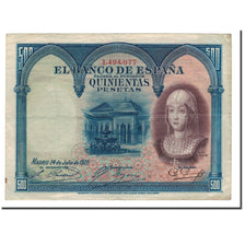 Banknote, Spain, 500 Pesetas, 1927, 1927-07-24, KM:73a, EF(40-45)