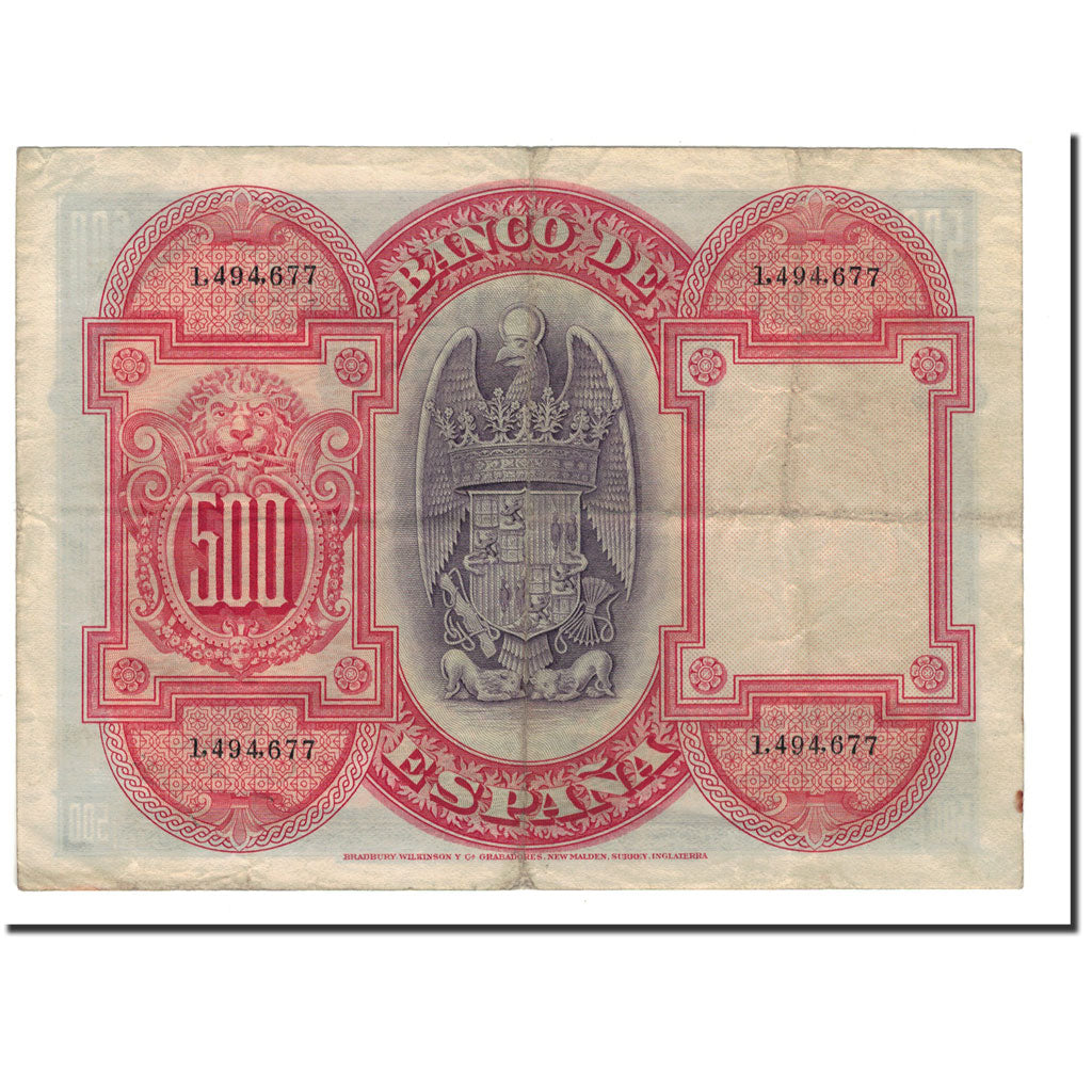 Banknote, Spain, 500 Pesetas, 1927, 1927-07-24, KM:73a, EF(40-45)