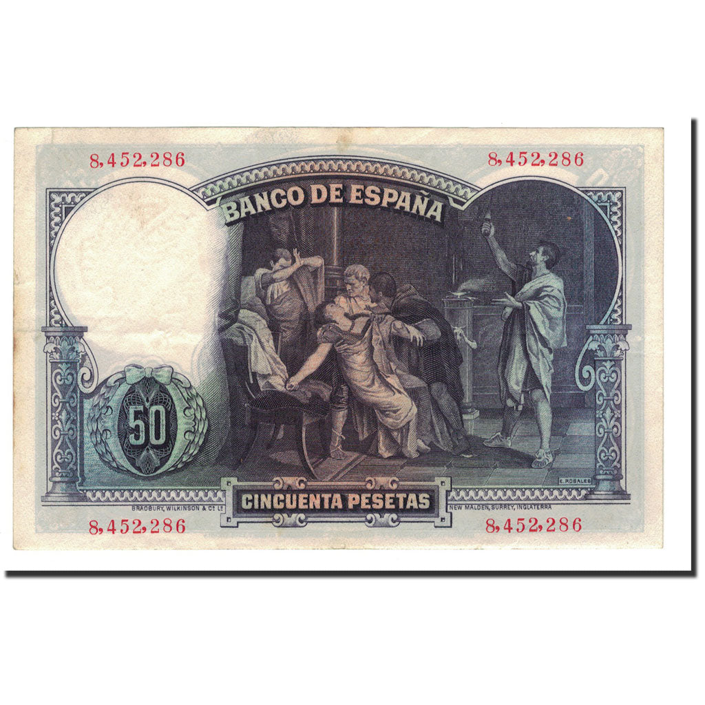 Banknote, Spain, 50 Pesetas, 1931, 1931-04-25, KM:82, AU(50-53)