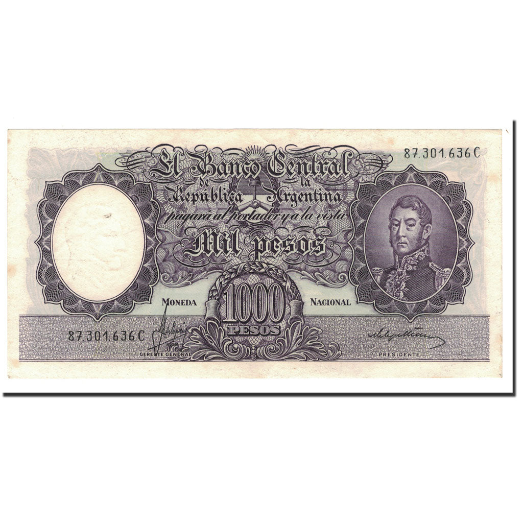 Banknote, Argentina, 1000 Pesos, undated (1966-69), KM:279b, UNC(60-62)