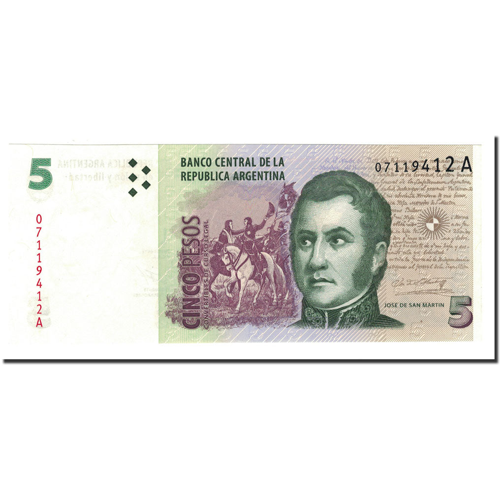 Argentina, 5 Pesos, Undated (1998-2003), KM:347, UNC(65-70)