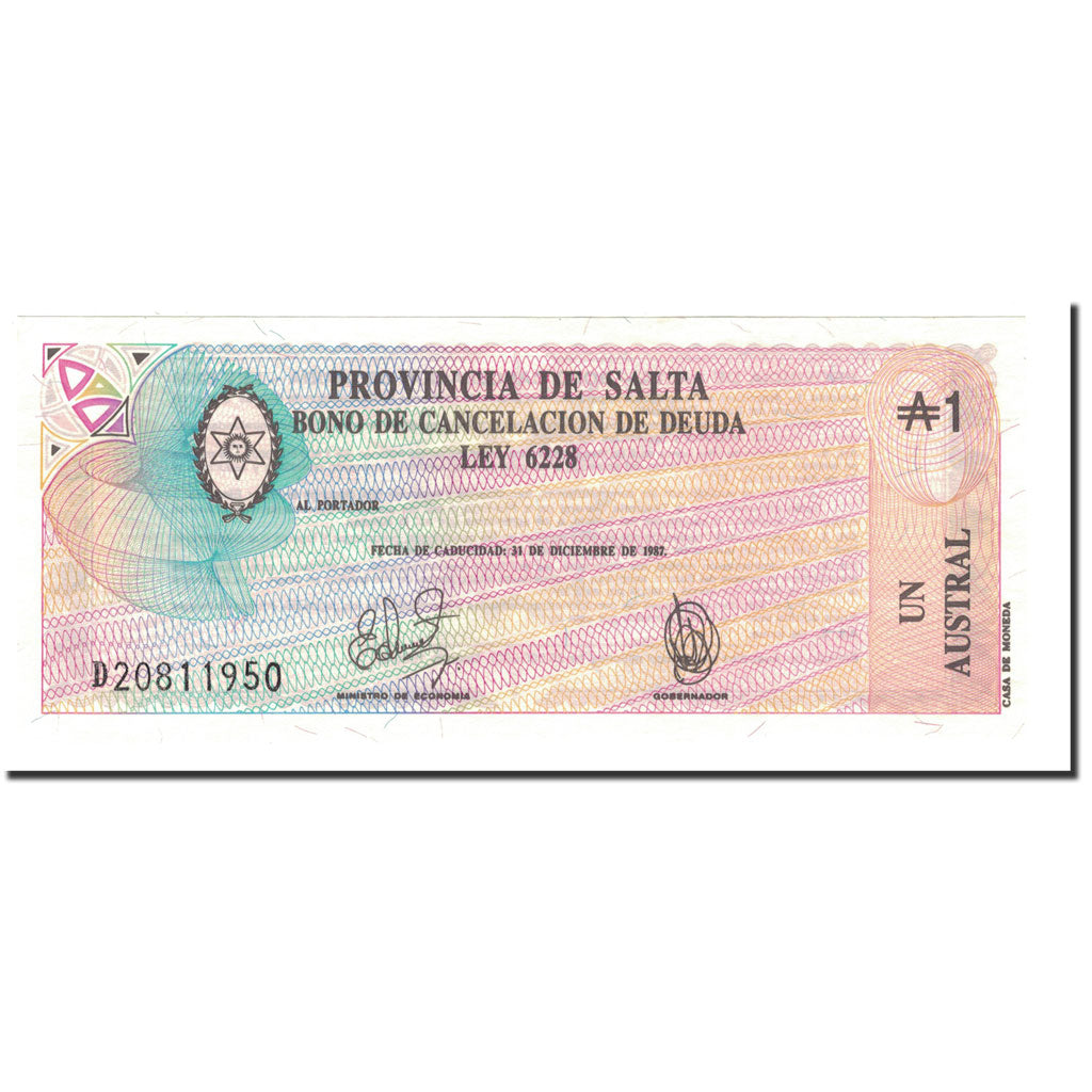 Banknote, Argentina, 1 Austral, 1987, KM:S2612a, UNC(65-70)
