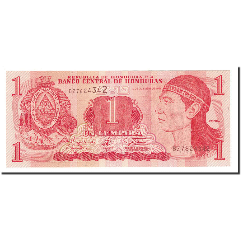 Banknote, Honduras, 1 Lempira, 1996, 1996-12-12, KM:79a, UNC(65-70)