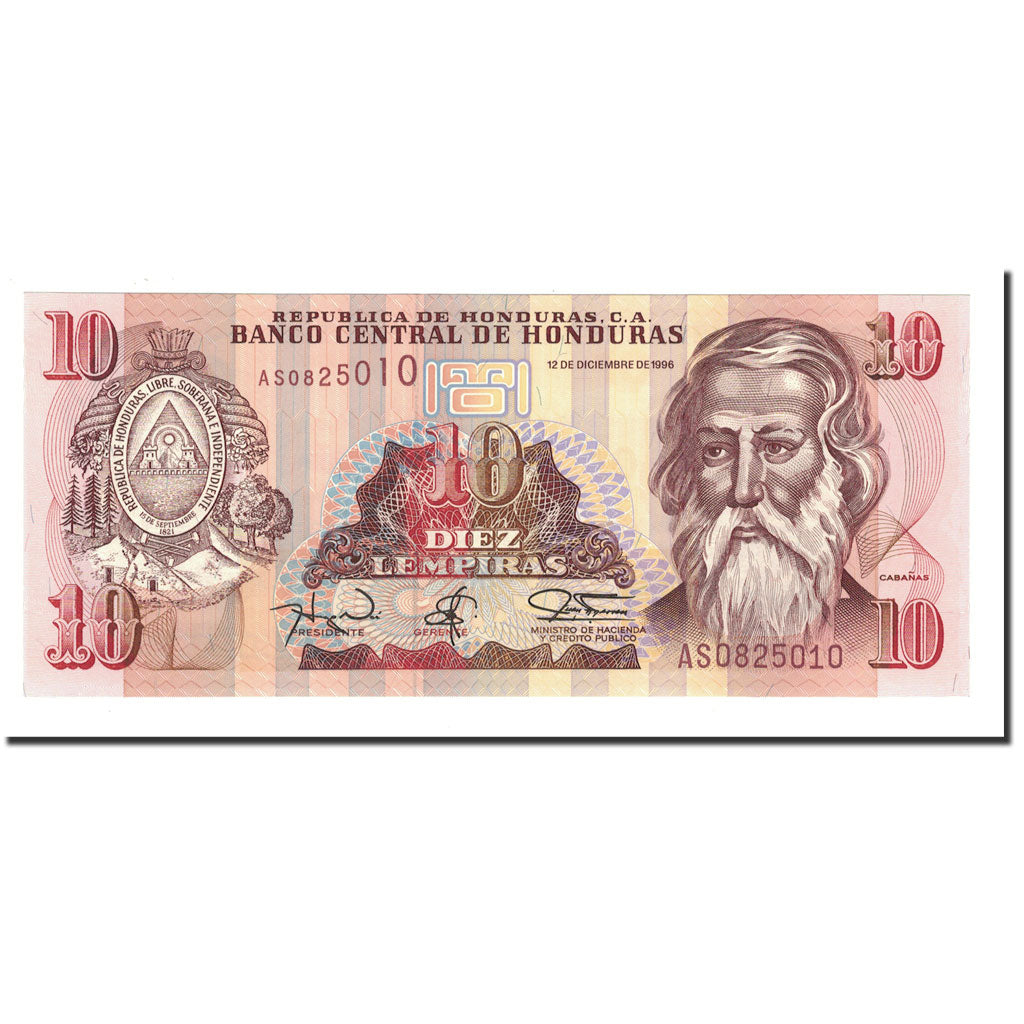 Banknote, Honduras, 10 Lempiras, 1996, 1996-12-12, KM:82a, UNC(65-70)