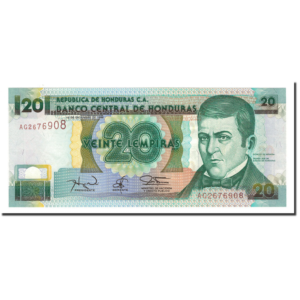 Banknote, Honduras, 20 Lempiras, 1996, 1996-12-12, KM:73d, UNC(65-70)