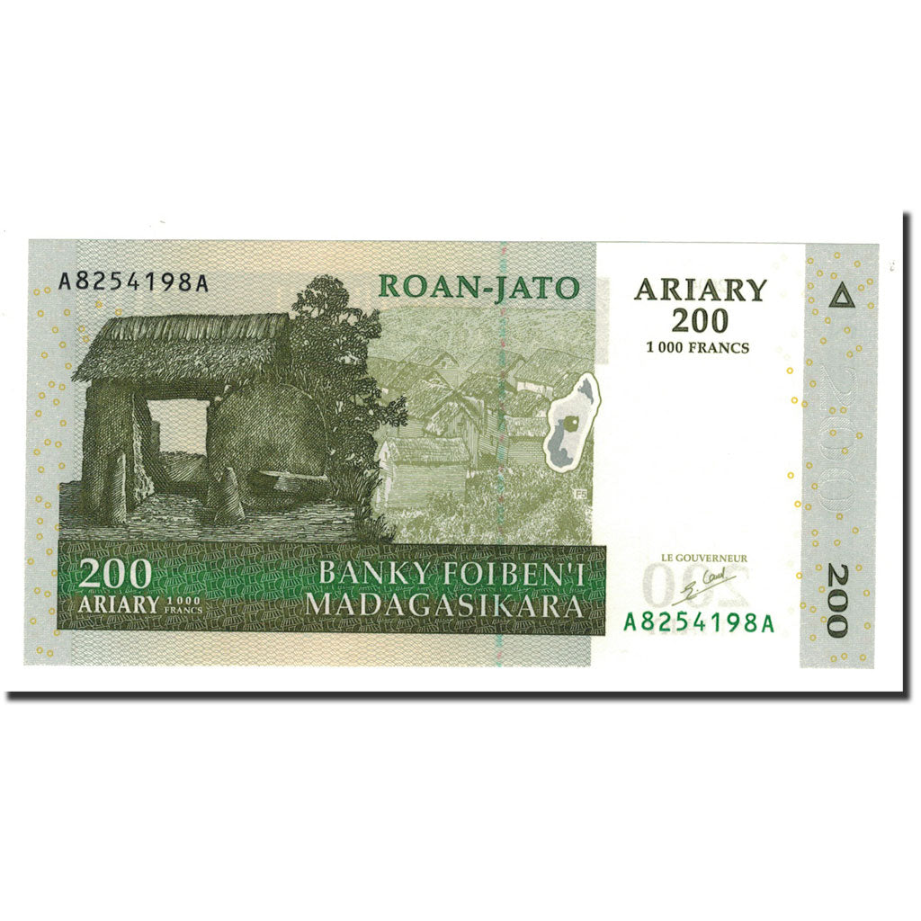 Banknote, Madagascar, 200 Ariary, 2004-2006, 2004, KM:87a, UNC(65-70)