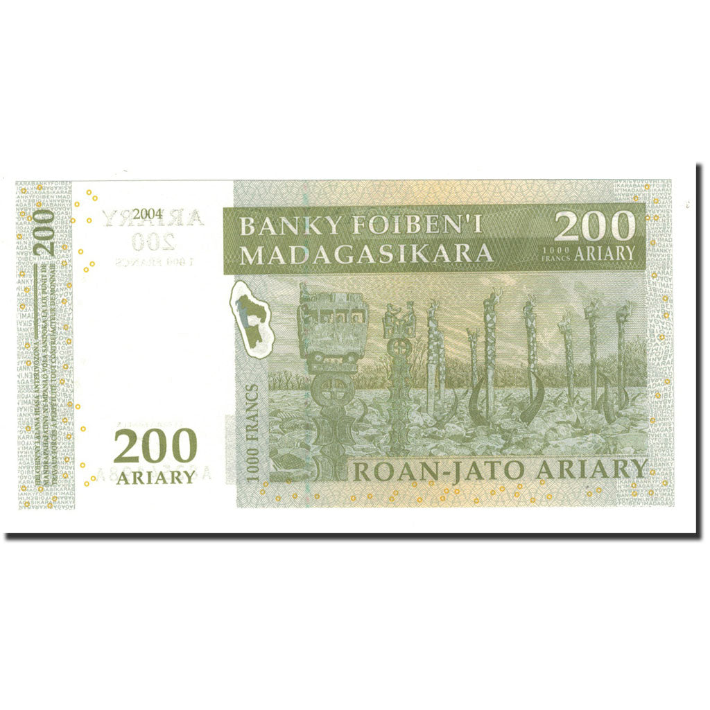 Banknote, Madagascar, 200 Ariary, 2004-2006, 2004, KM:87a, UNC(65-70)