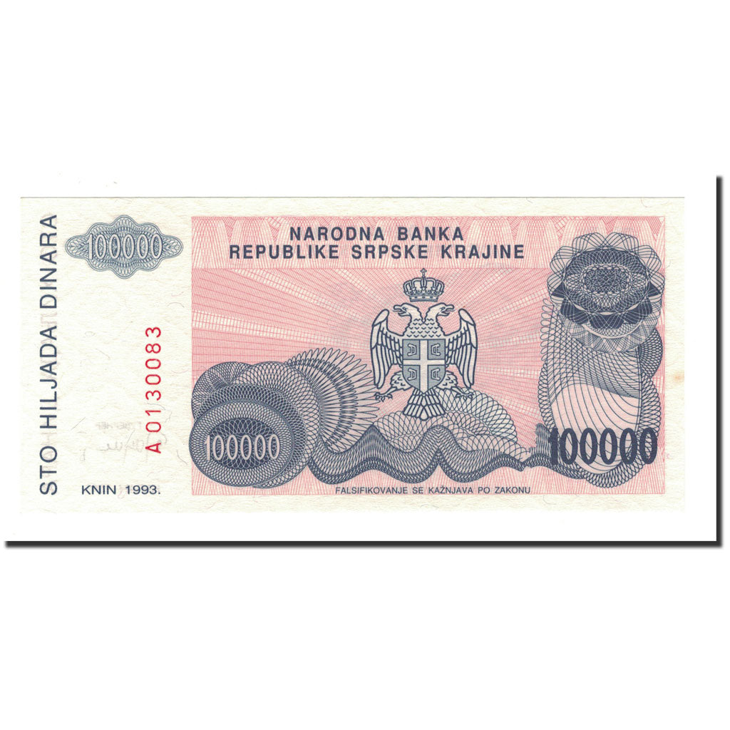 Banknote, Croatia, 100,000 Dinara, 1993, KM:R22a, UNC(65-70)