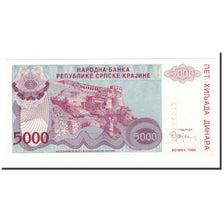 Biljet, Kroatië, 5000 Dinara, 1993, KM:R20a, NIEUW