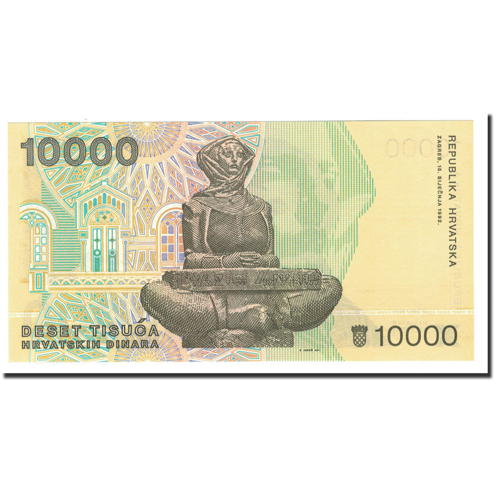 Banknote, Croatia, 10,000 Dinara, 1992, 1992-01-15, KM:25a, UNC(65-70)