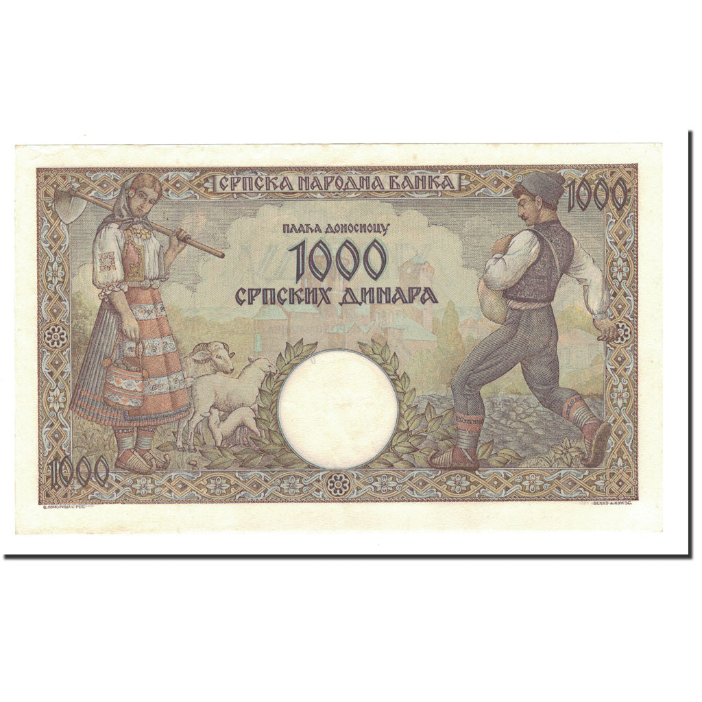 Banknote, Serbia, 1000 Dinara, 1942, 1942-05-01, KM:32a, UNC(65-70)