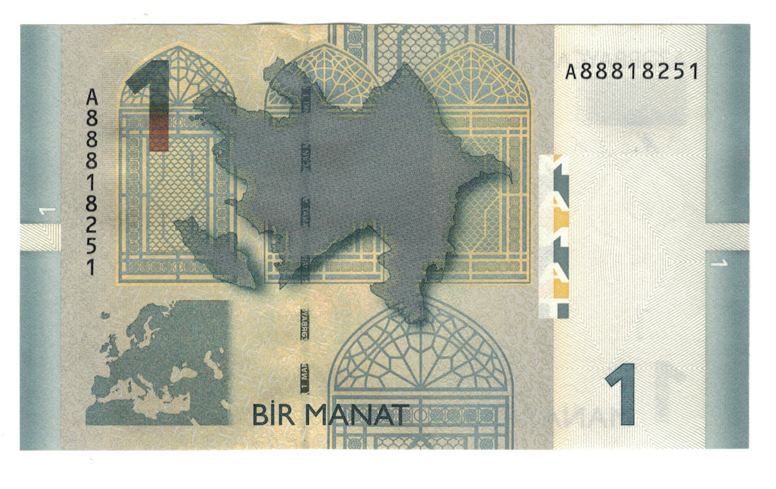 Azerbaijan, 1 Manat, 2005, KM:24, UNC(65-70)