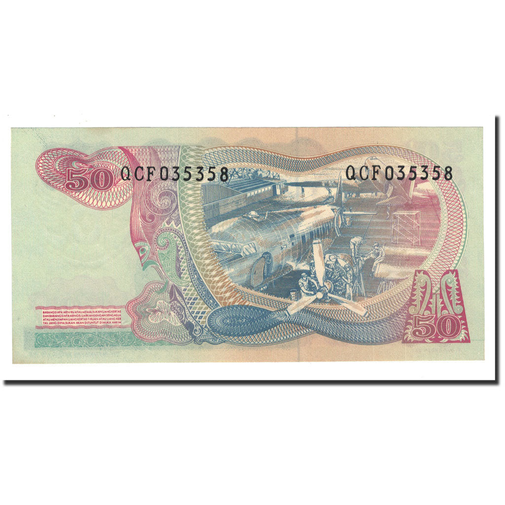 Banknote, Indonesia, 50 Rupiah, 1968, KM:107a, UNC(65-70)
