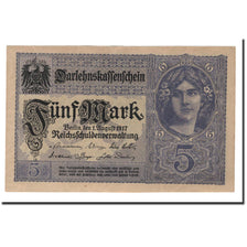 Banknote, Germany, 5 Mark, 1917, 1917-08-01, KM:56b, UNC(65-70)