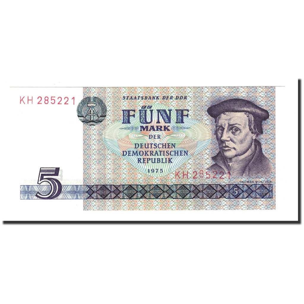 Banknote, Germany - Democratic Republic, 5 Mark, 1975, KM:27A, UNC(65-70)