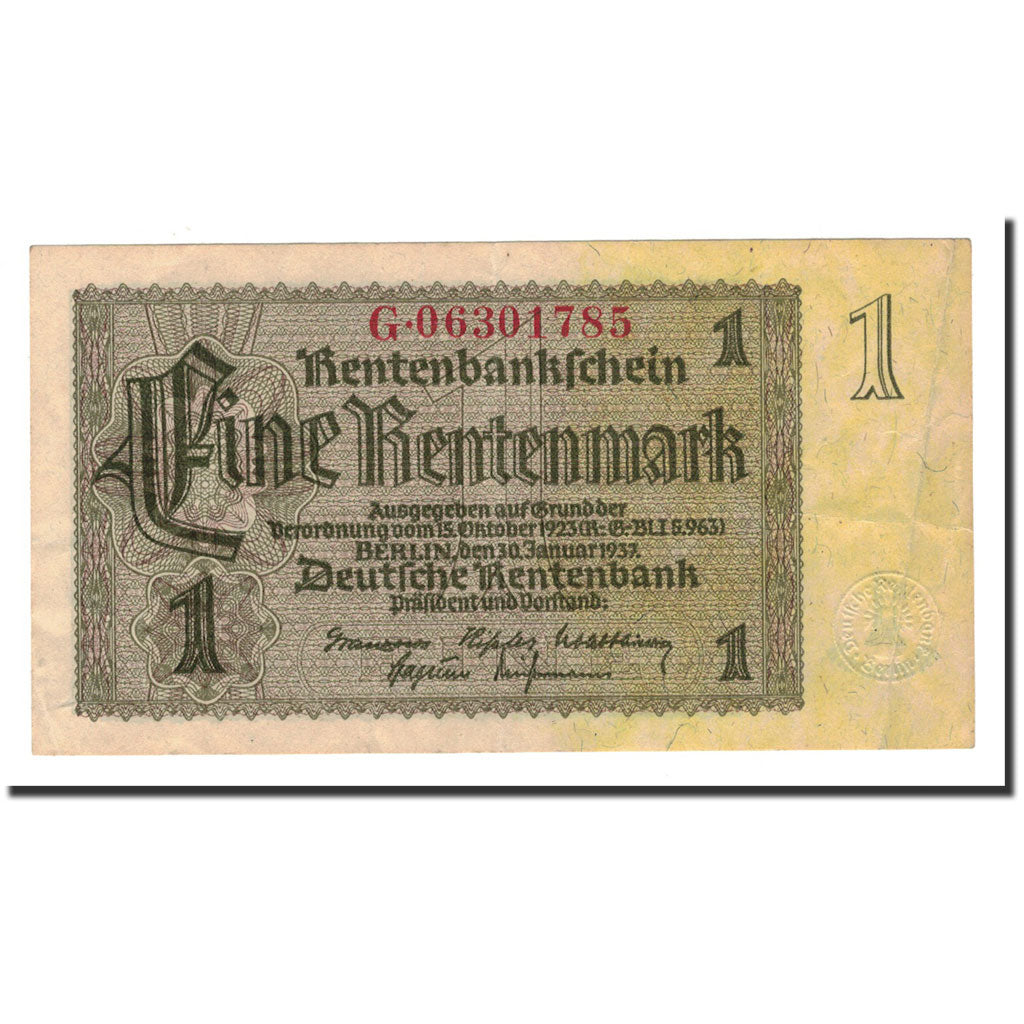 Banknote, Germany, 1 Rentenmark, 1937, 1937-01-30, KM:173b, EF(40-45)