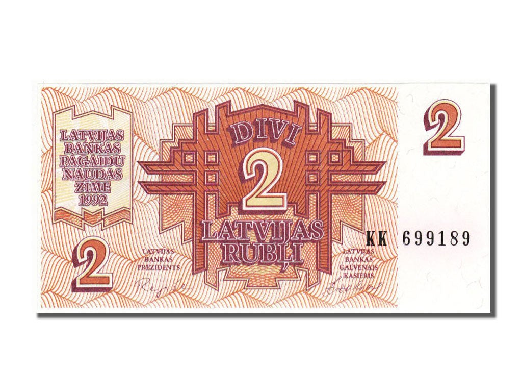 Latvia, 2 Rubli, 1992, KM #36, UNC(65-70), KK 699189