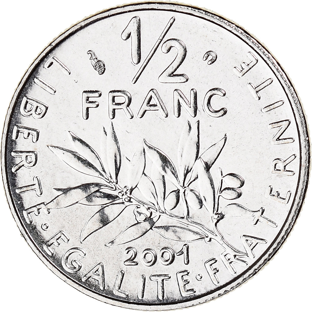Coin, France, Semeuse, 1/2 Franc, 2001, Paris, BU, MS(65-70), Nickel, KM:931.1