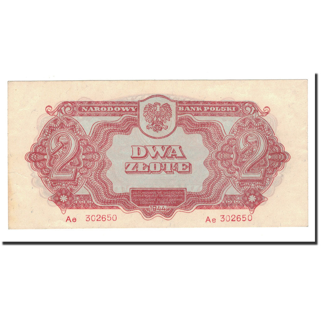 Poland, 2 Zlote, 1944, KM:107a, AU(55-58)