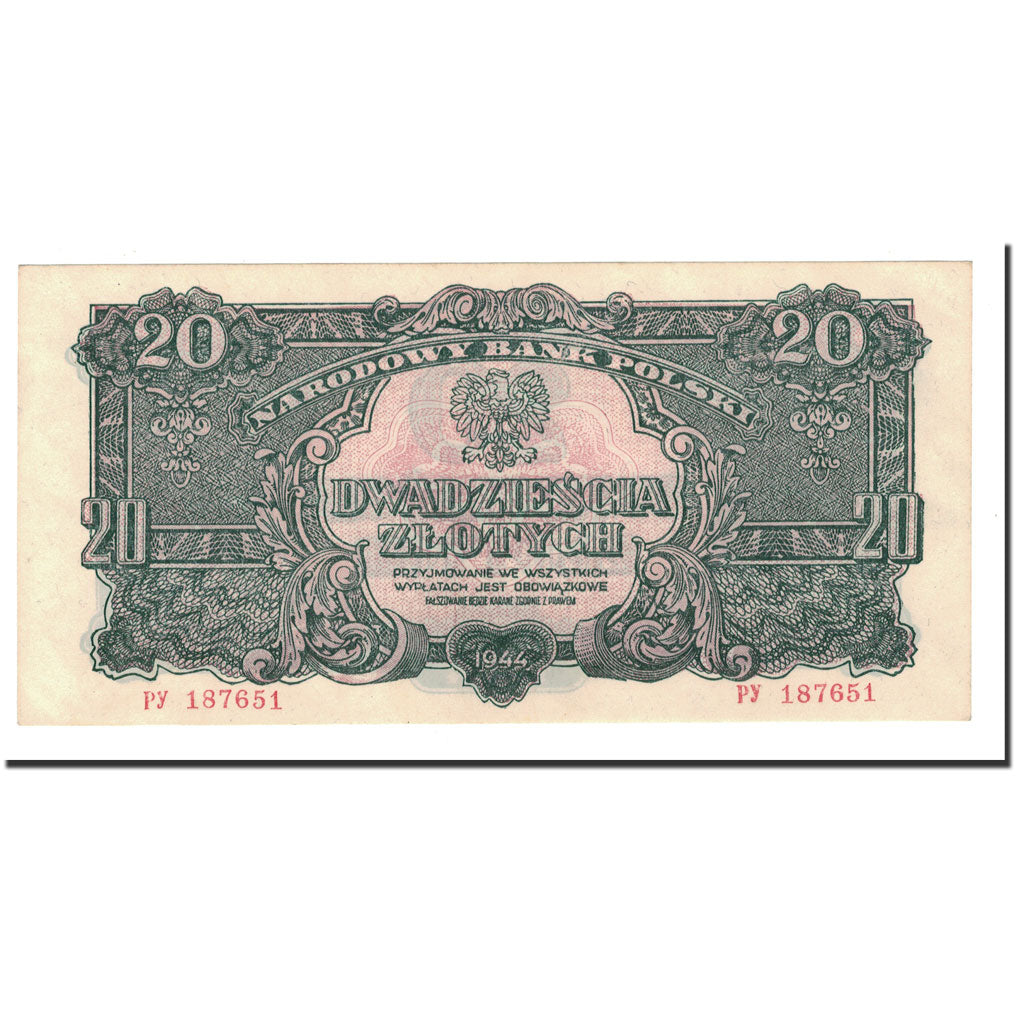 Poland, 20 Zlotych, 1944, KM:113a, UNC(63)