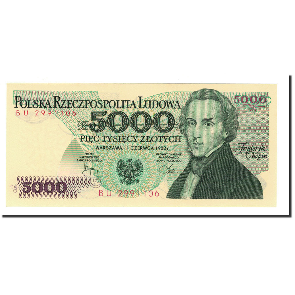 Poland, 5000 Zlotych, 1982, 1982-06-01, KM:150a, UNC(65-70)