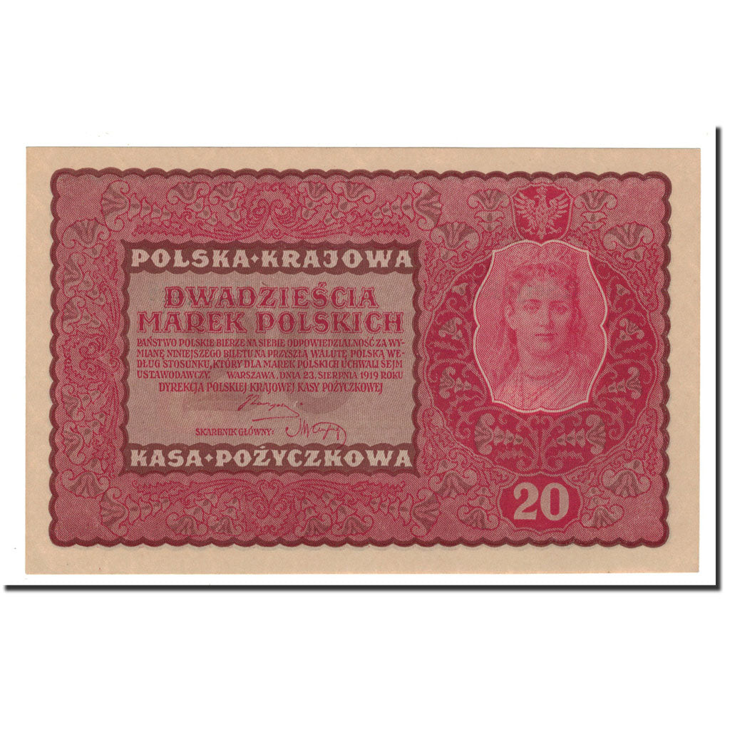 Banknote, Poland, 20 Marek, 1919, 1919-08-23, KM:26, UNC(65-70)